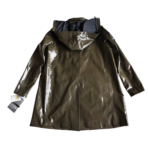 JANE POST ARMY ICONIC LEOPARD FAUX FUR LINED PRINCESS RAIN SLICKER COAT JACKET S - Picture 3 of 16